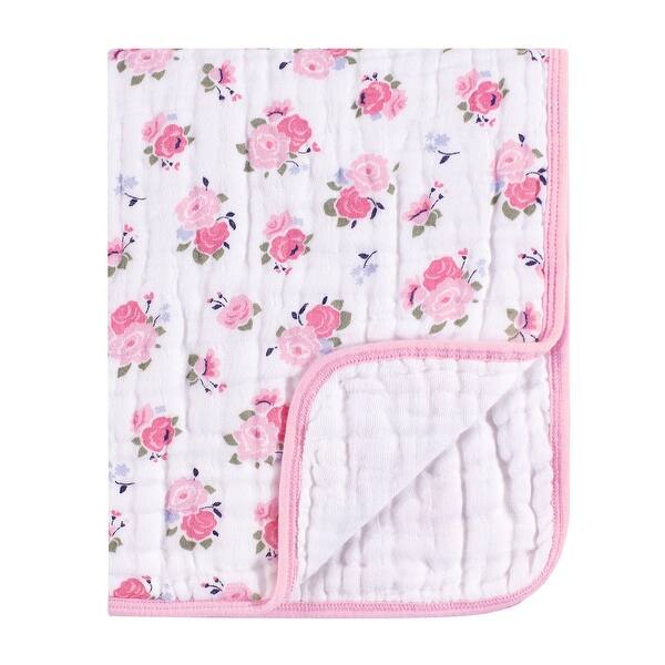 slide 1 of 1, Luvable Friends Baby Girl Cotton Muslin Tranquility Quilt Blanket, Floral, One Size - Floral - One Size Floral - One Size