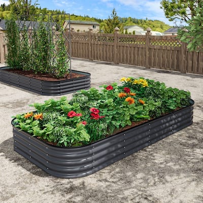 VEIKOUS Modular Metal Raised Garden Bed, Corrosion-Resistant Steel, Outdoor Planter Box for Vegetables, Flowers & Herbs