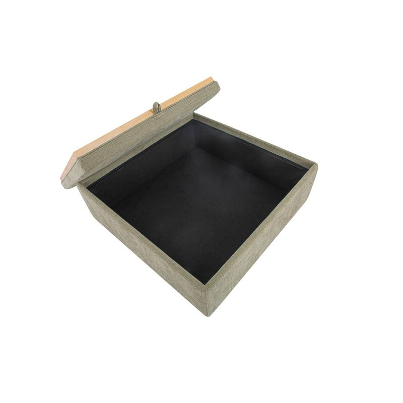 NADAAL STUDIOS Mirelda Ottoman, Flip-Top Upholstered Storage with Walnut-Look Tray Surface, Flecked Oat