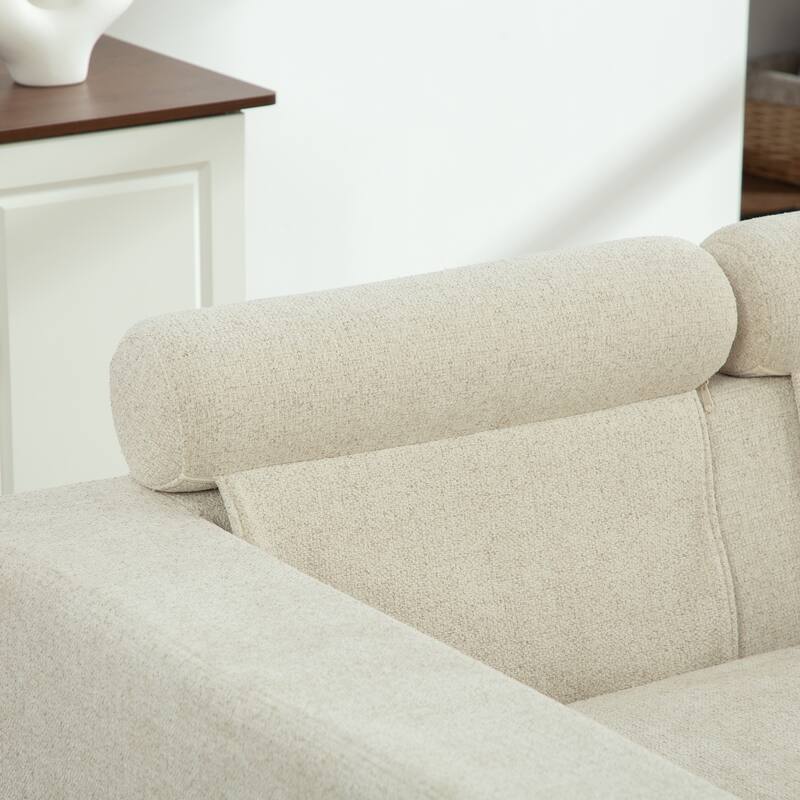 56.3"W Modern Chenille linen Loveseat Sofa,Sofa Bed with Pillows&Metal Legs