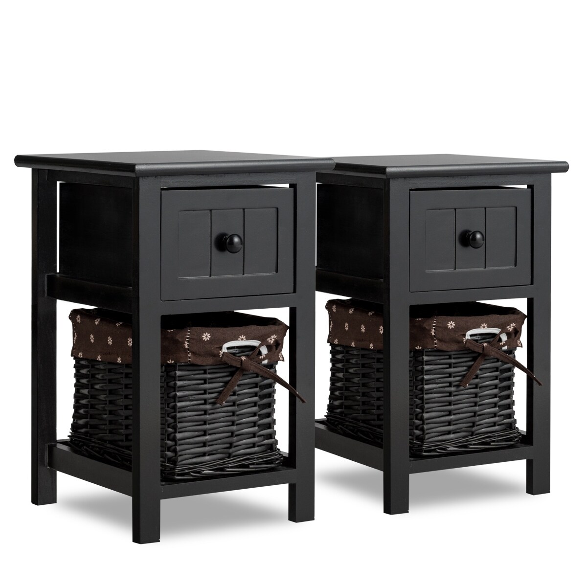 Shop Costway Set Of 2 Mini Nightstand 2 Layer 1 Drawer Bedside End