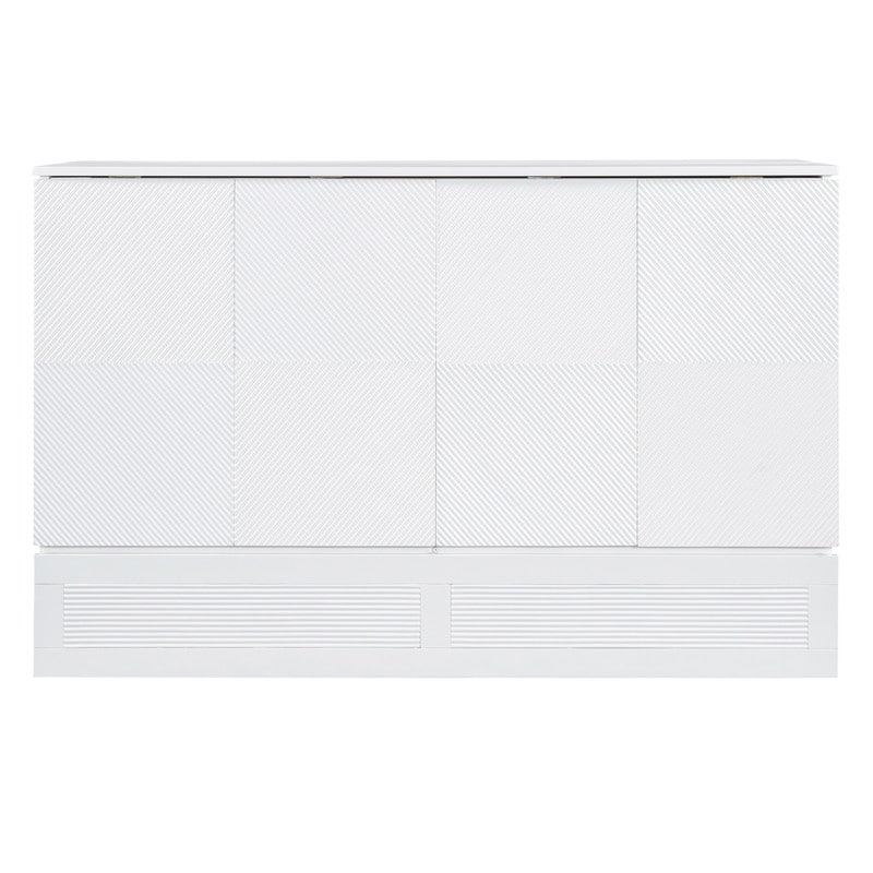 Full/Queen Size Murphy Bed Wall Bed with a Large Drawer, Foldable Murphy Cabinet Bed with a set of Sockets & USB Ports