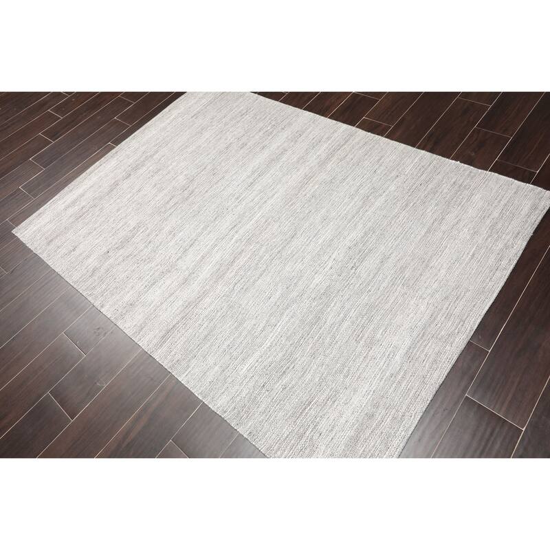 Hand Woven Silver,Gray Dhurry Wool Traditional Oriental Area Rug