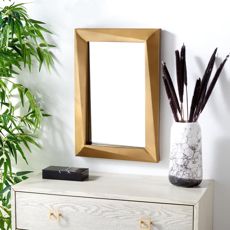 SAFAVIEH Emerald 24-inch Rectangular Antique Brass Mirror - 16" W x 2.5" D x 24" H - 16Wx3Dx24H