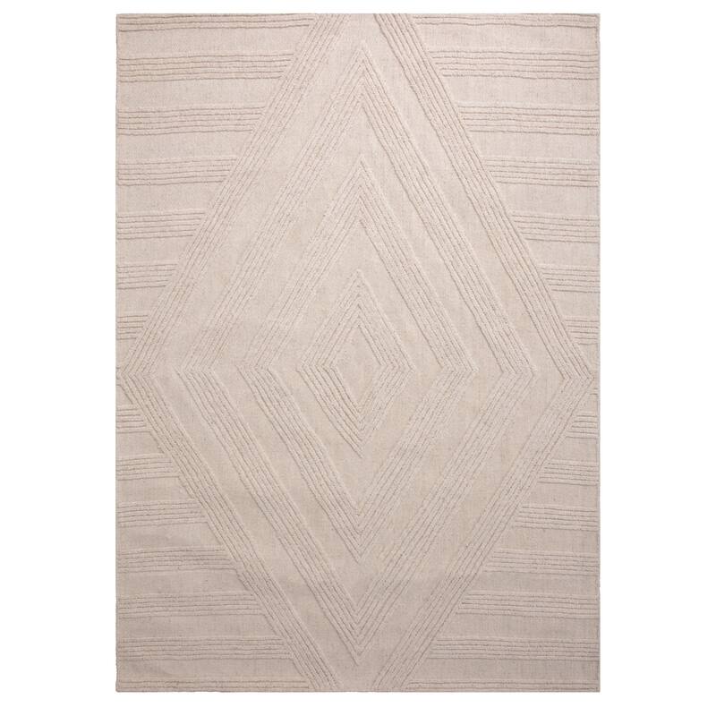Alora Decor Ivy Collection Diamond Ivory Hand-tufted Wool Rug