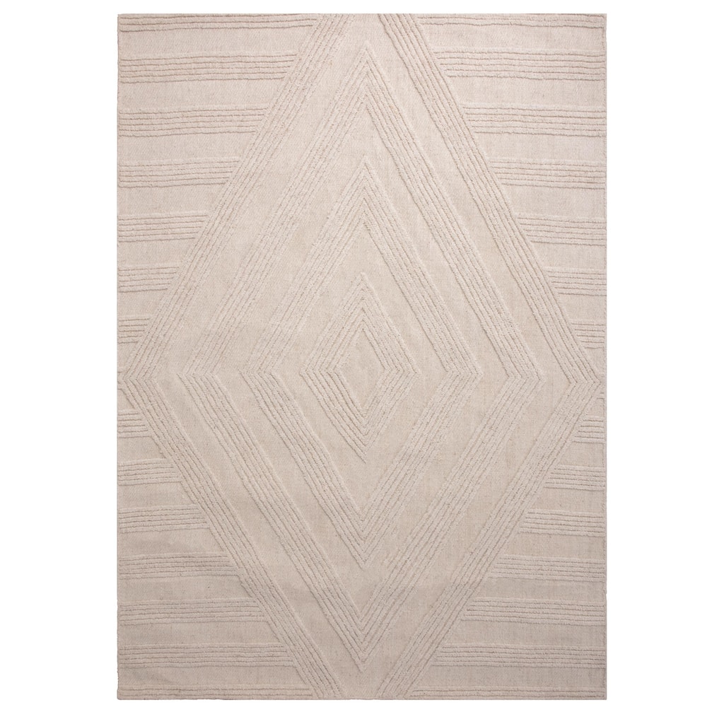Alora Decor Ivy Collection Diamond Ivory Hand-tufted Wool Rug