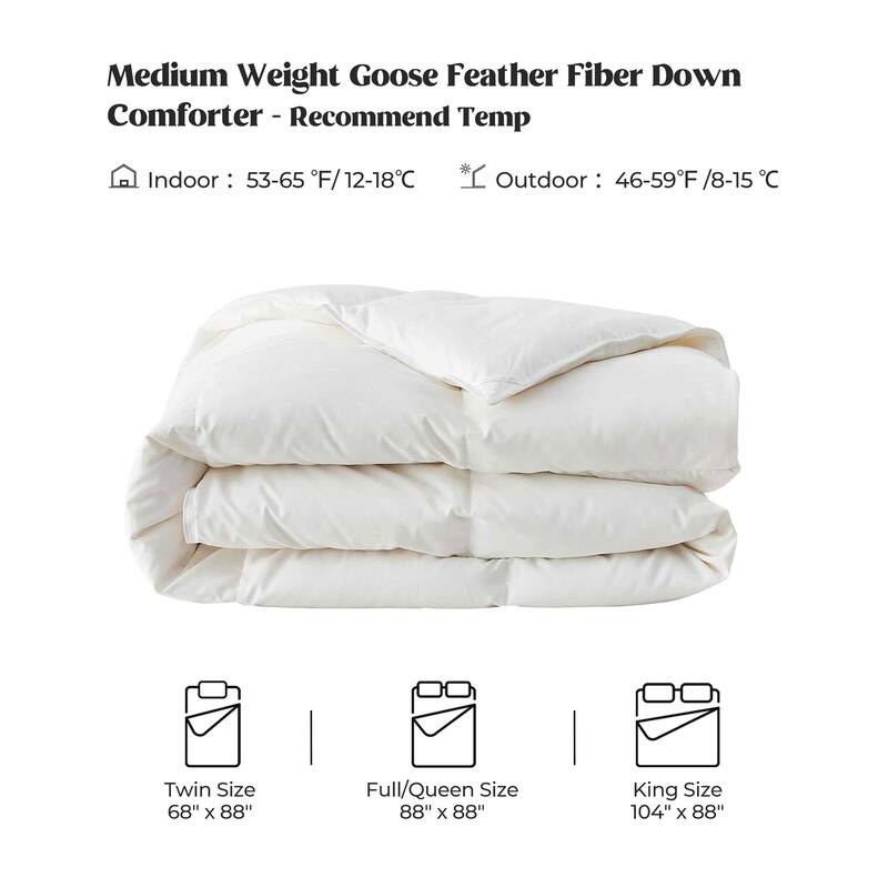 Medium Weight All Season White Goose Fiber Comforter Insert