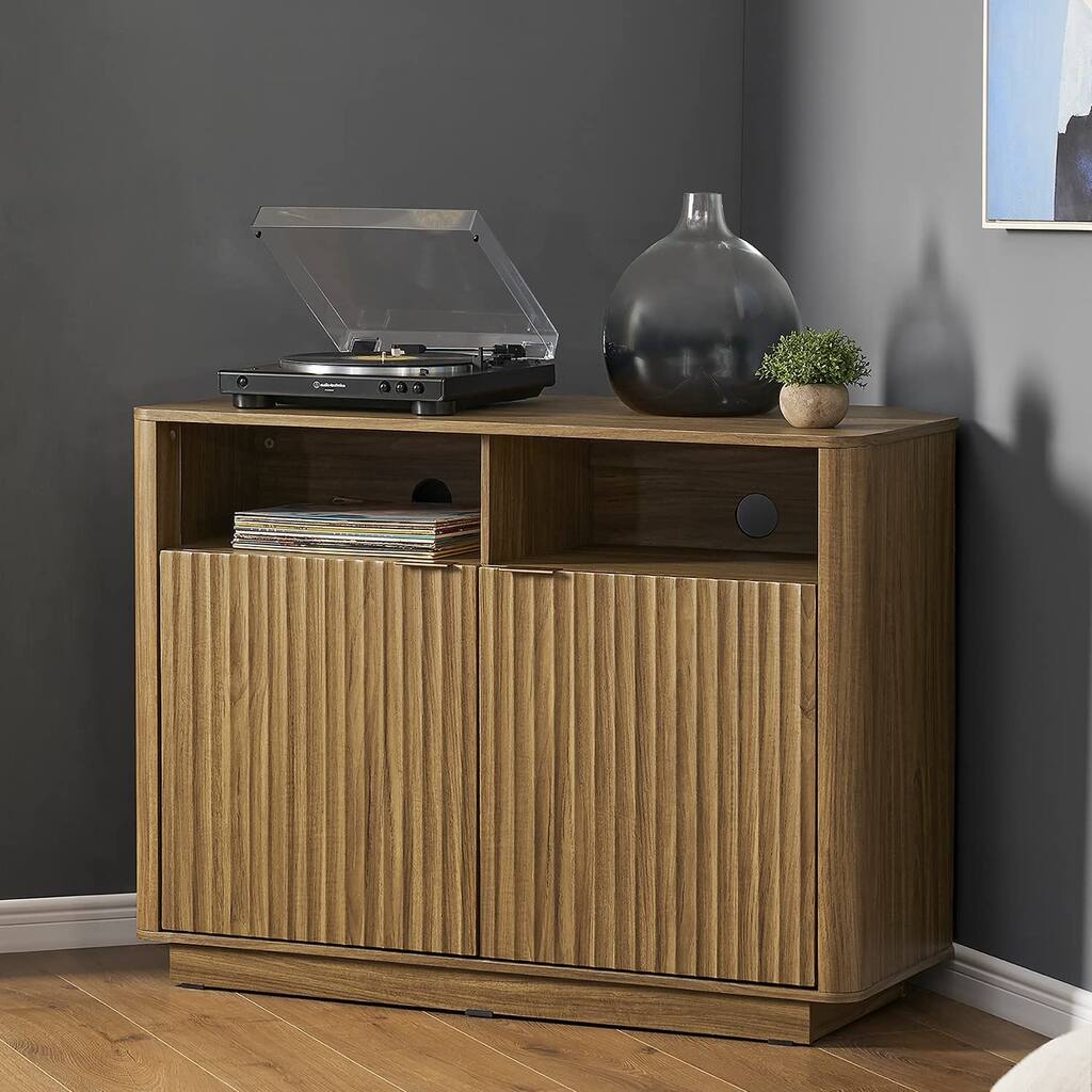 Brooklyn Corner TV Stand, Natural Walnut