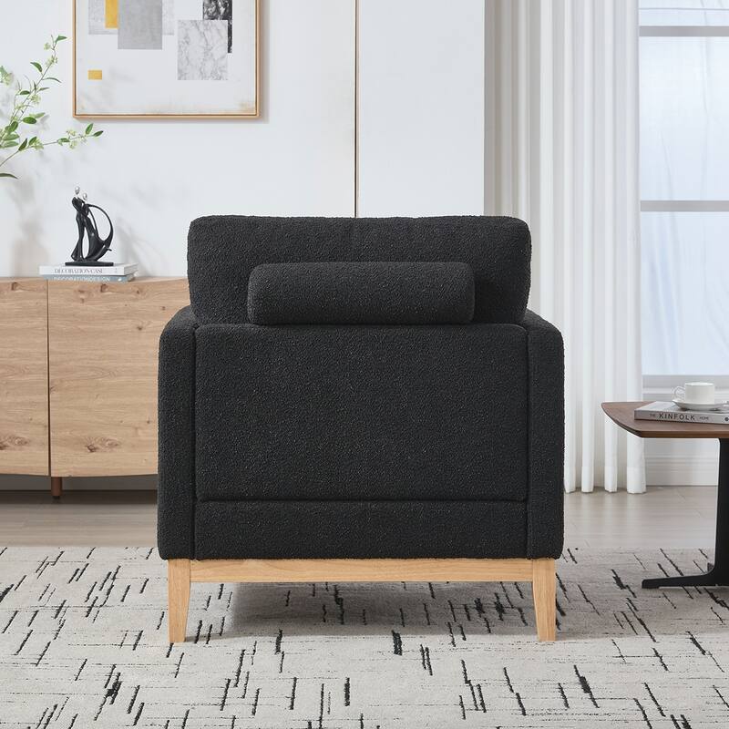 Wood Base Arm Chair with Two Pillows