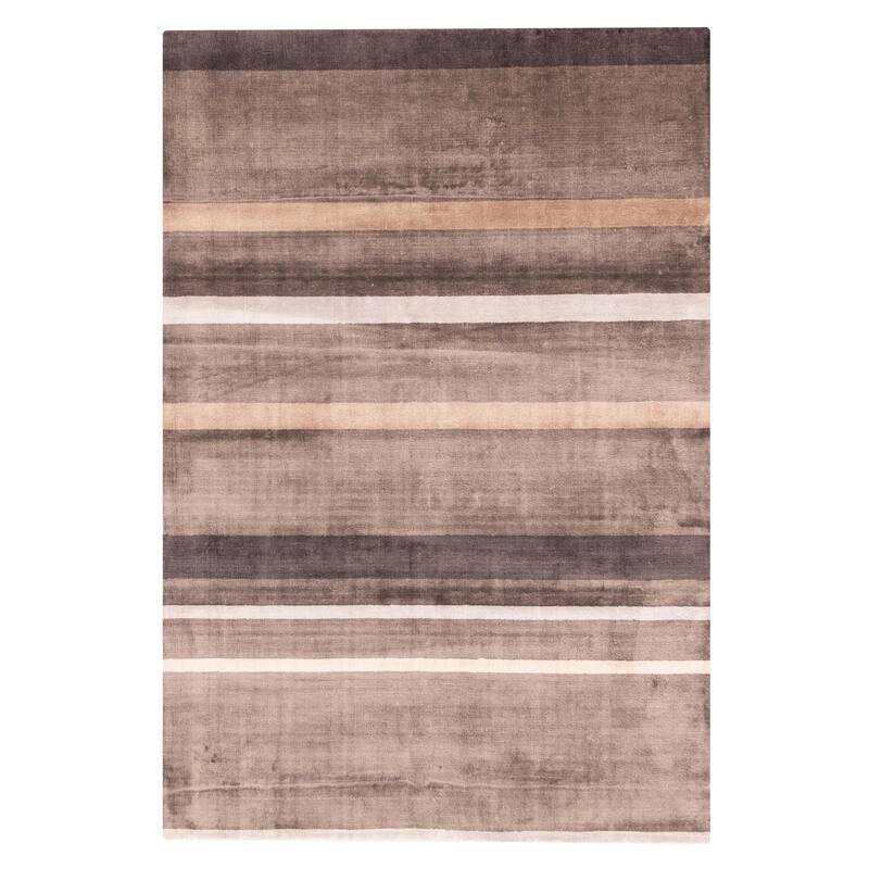 ECARPETGALLERY Hand Loomed Loreto Brown Viscose Rug - 5'1 x 7'5
