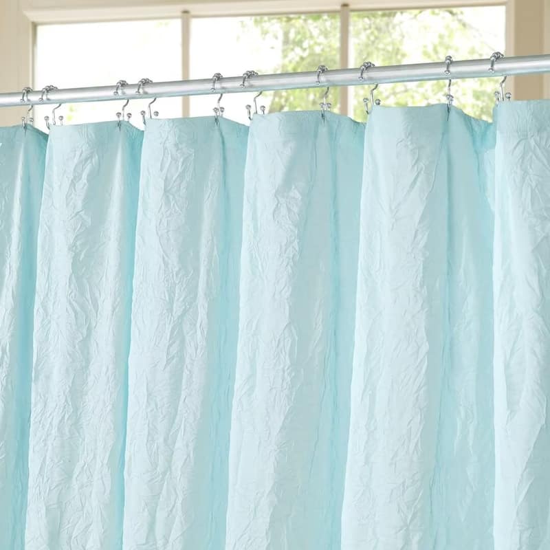 Crinkle Eco-friendly Water Repellent Solid Texture Shower Curtain
