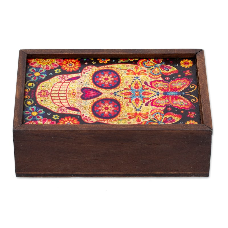 Novica Handmade Skull Of The Beloved Decoupage Wood Box