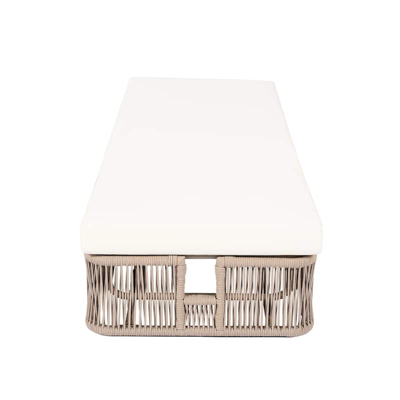 Christopher Knight Home - Solara Outdoor Adjustable Rope Base Sunlounge with Beige and White