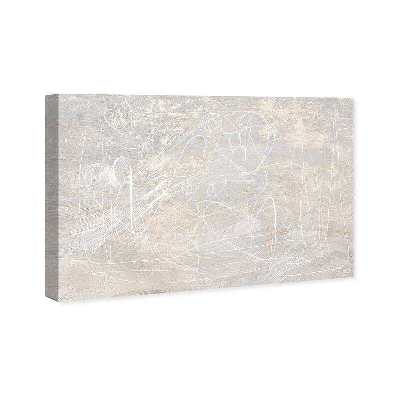 Wynwood Studio Canvas Abstract Scriptica White and Light Gray Modern & Contemporary Wall Art Canvas Print