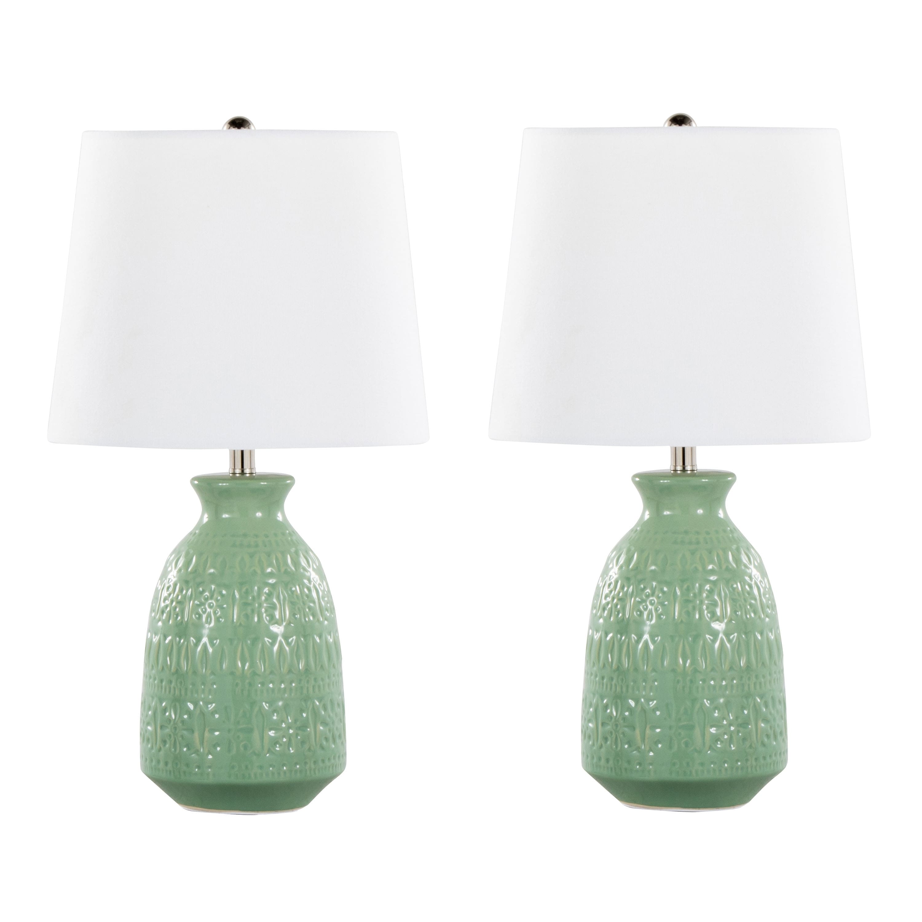 Option Sage Green Ceramic/White Linen Shade