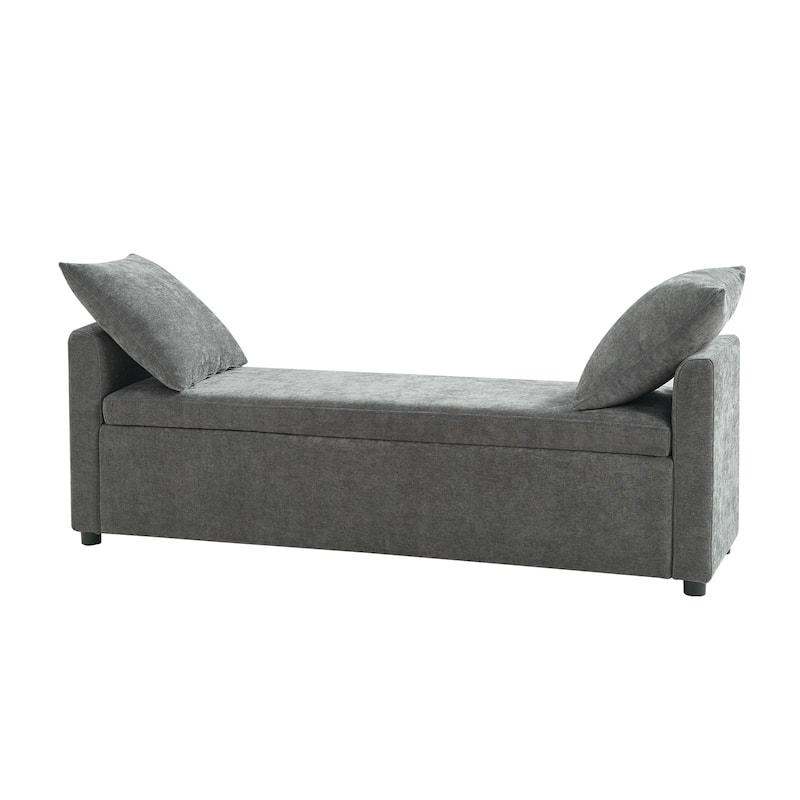 Franco Modern Upholstered Storage Bench with Two Throw Pillows