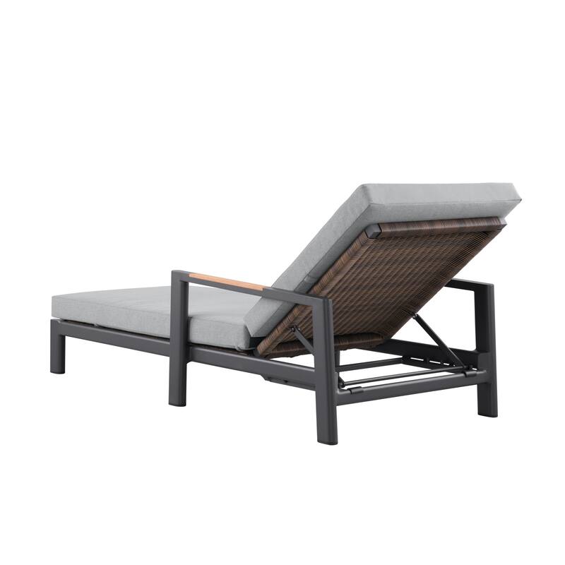 Arlo Teak & Wicker Aluminum Dual-Use Outdoor Chaise Lounge (Set of 2)