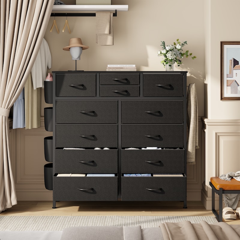 12 Drawer Dresser Fabric Tall Dressers for Bedroom Chest of Drawers