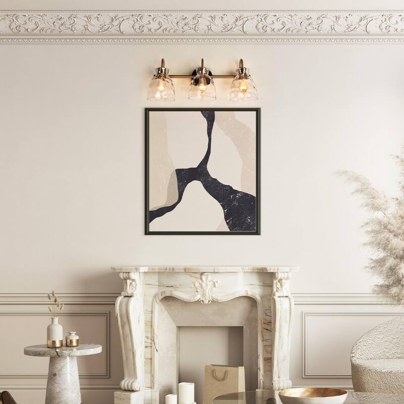 Elisie Modern Glam 3-light Bathroom Vanity Light Black Gold Sconce with Water Glass - L23" x W7.5" x H9"