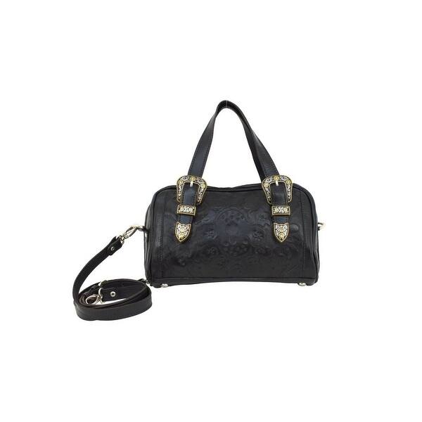 slide 1 of 3, American West Western Handbag Heritage Hills Crossbody Black - 11 x 7 x 4
