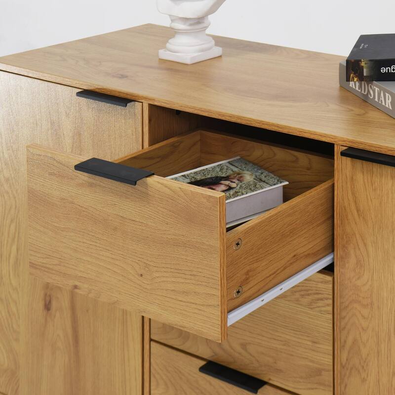 Wooden Sideboard Buffet Cabinet with Storage with 3 Drawers & 2 Doors