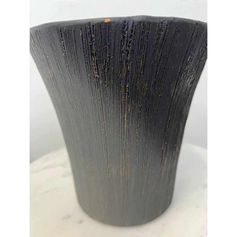 Terracotta Outdoor Black & Gold Striped Lg Candle Dia 7" - BLACK