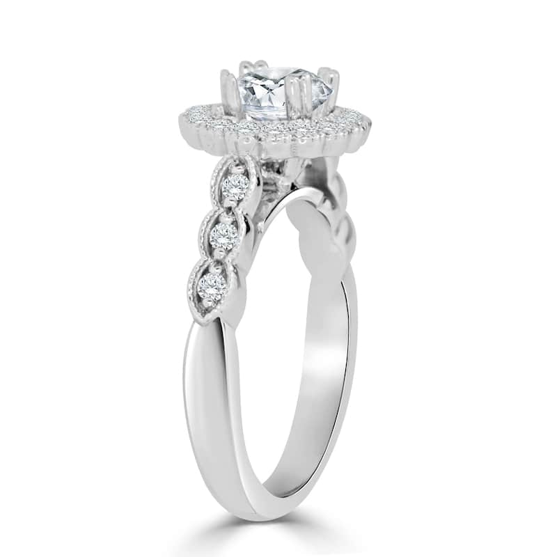Auriya 14k Gold 1 1/2ctw Vintage Round Halo Diamond Engagement Ring (H-I, I1-I2)