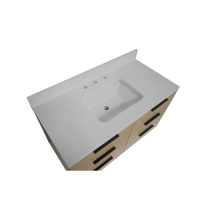 KitchenBathCollection Oslo 42" Floating Wall-Mounted Bathroom Vanity with Matte White Top