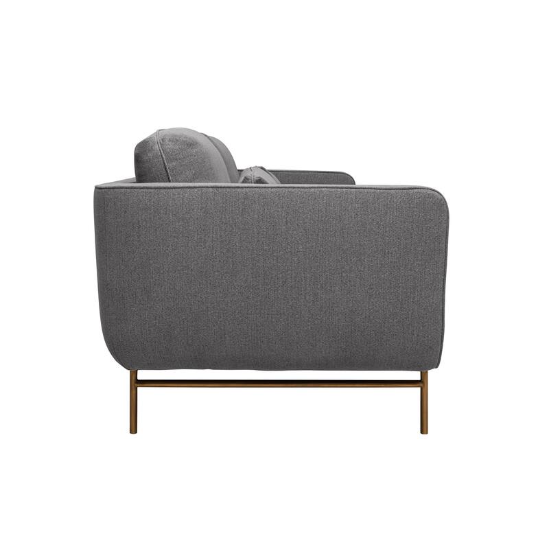 Lilou 77" Fabric or Velvet 3 Seater Sofa Sofa with Antique Brass Metal Legs