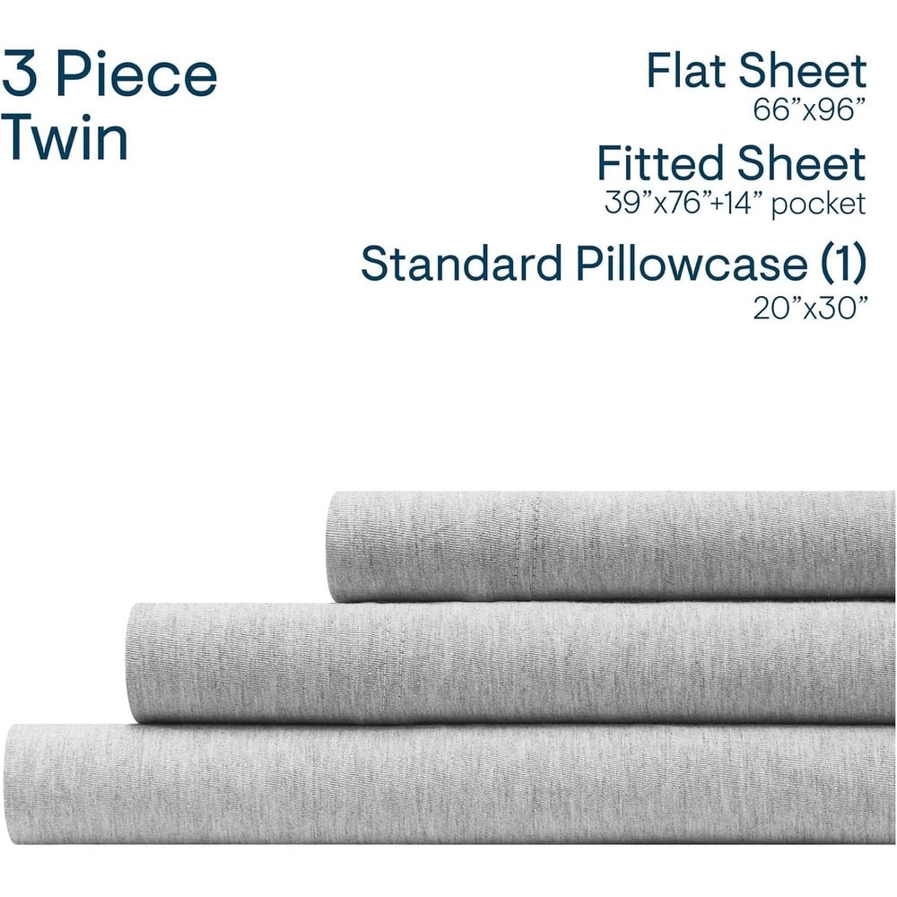 Aeropostale Super Soft Heather Grey Jersey Knit Sheet Set All-Season Comfort