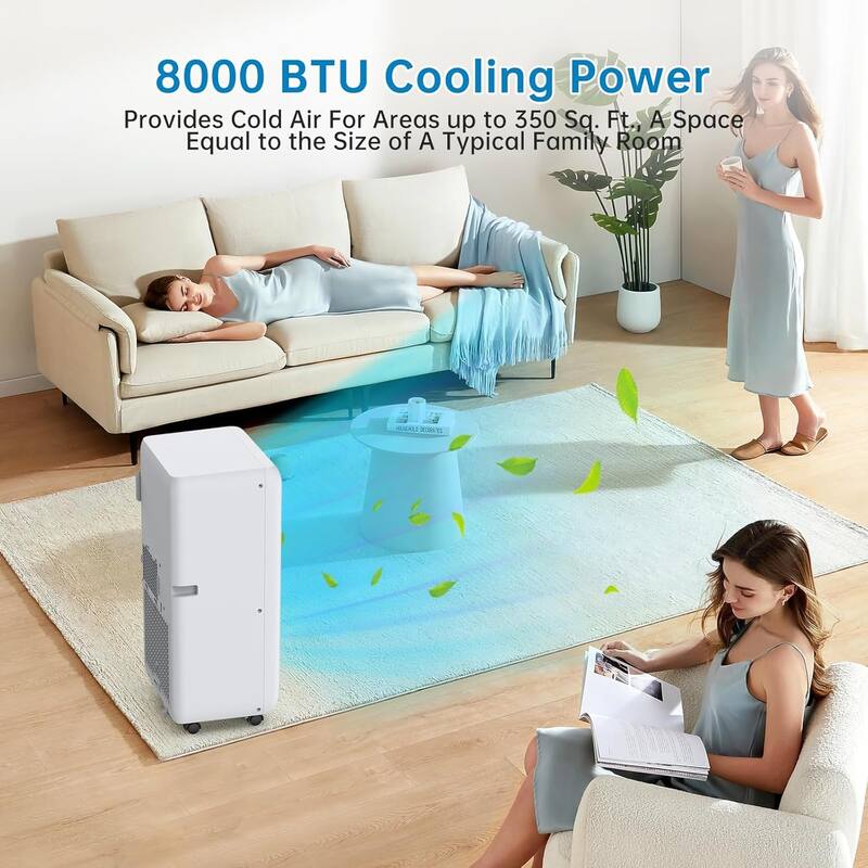 8000 BTU Portable Air Conditioner, 3 In 1 AC Unit for 350 Sq.Ft