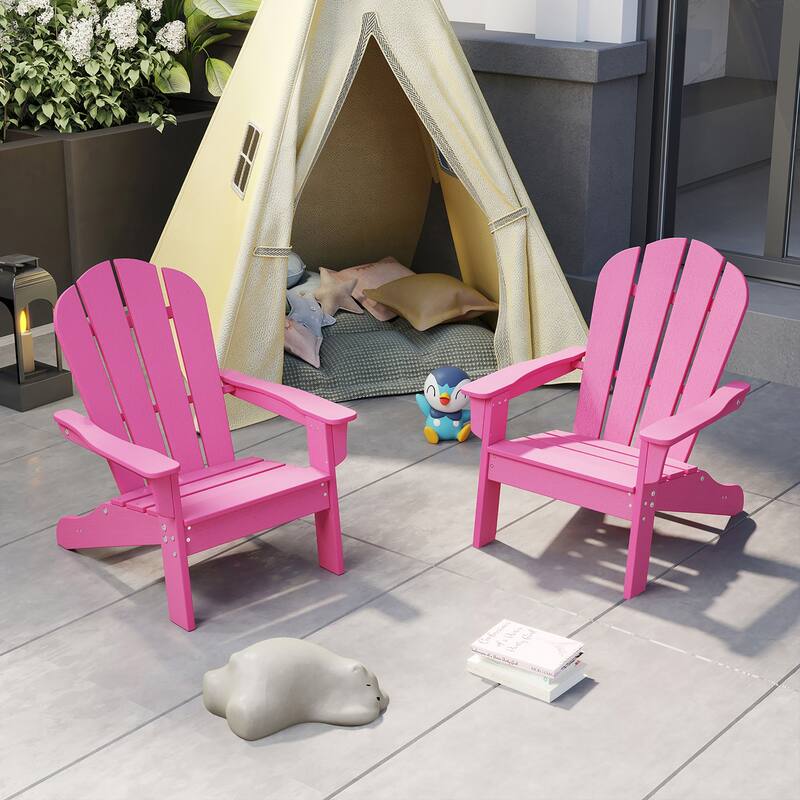 Gymax 2PCS Kid's Adirondack Chair All-Weather HDPE Toddler Lawn Chair