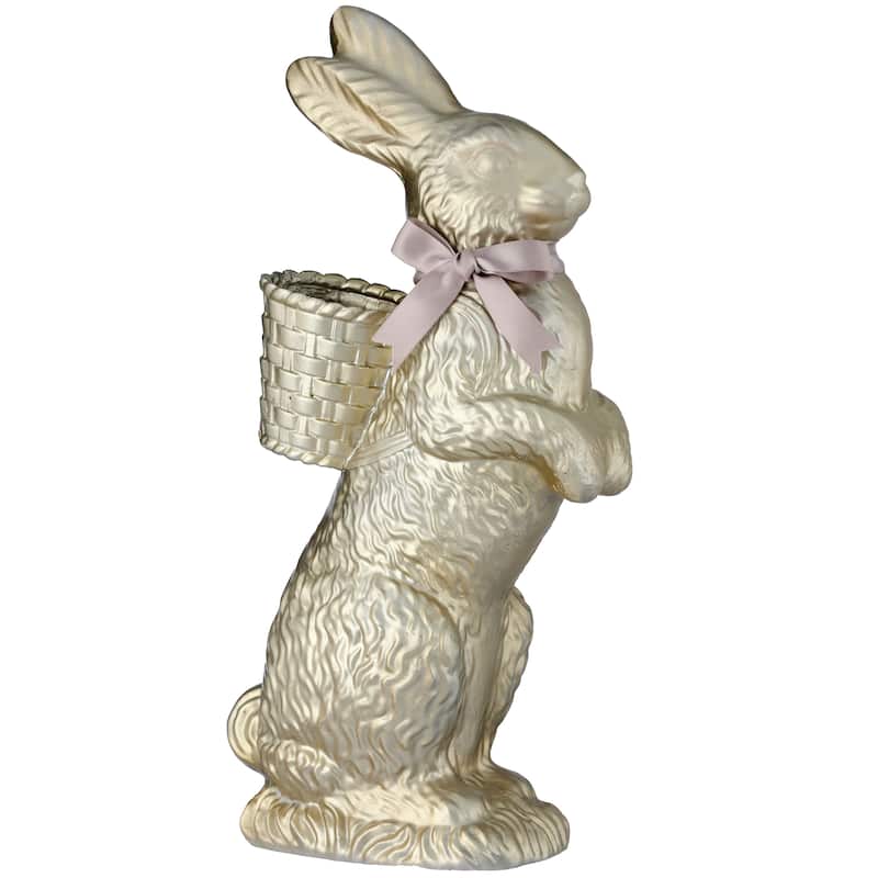 14" Resin Chocolate Bunny With Basket