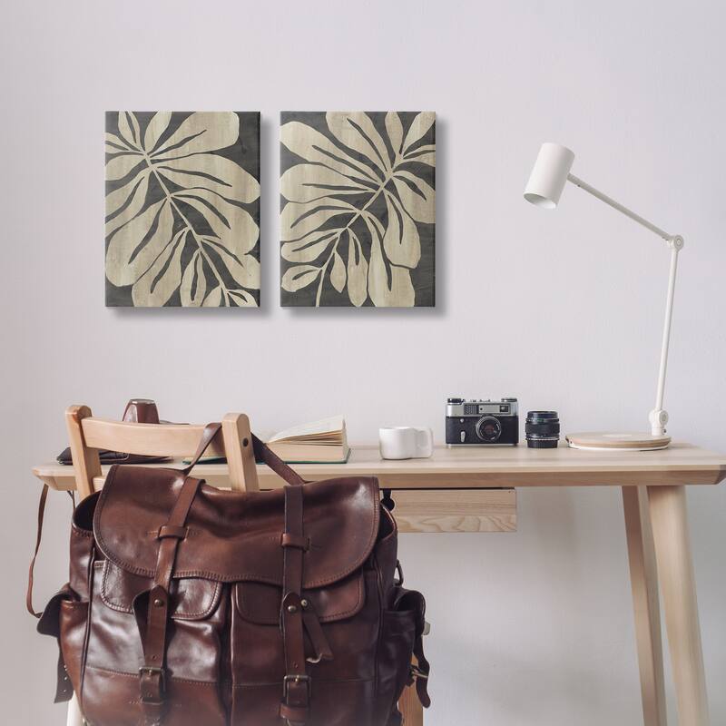 Stupell Rustic Curved Leaves Canvas Wall Art Design By June Erica Vess (Set of 2)