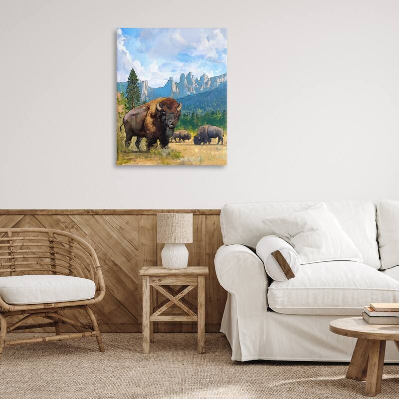 Stupell Grazing Bison Desert Abstraction Canvas Wall Art Design By David Owens