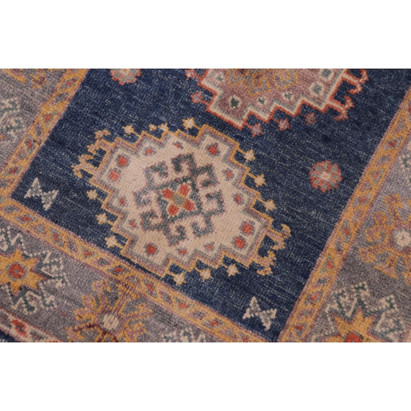 Tribal Kazak Paxton Blue/Gray Wool Rug - 2'0'' x 3'0''