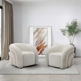 Upholstered Swivel Barrel Accent Chair Set of 2