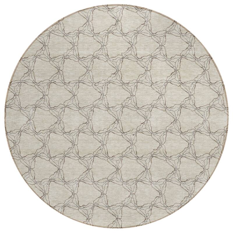Machine Washable Indoor/ Outdoor Abstract Trellis Chantille Rug