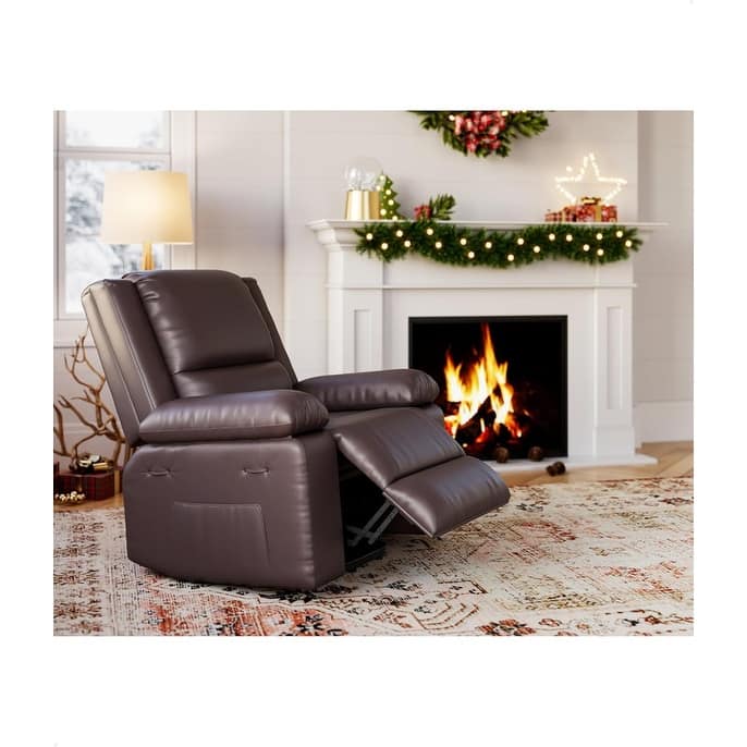 Leather Power Lift Recliner with Heat & Massage, Pockets for Elderly