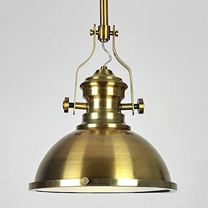 Single Frosted Diffuser Antique Dome Pendant Light Fixture Gold