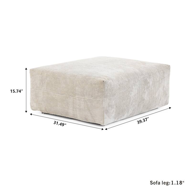 L Shaped Oversized Corduroy Sectional Sofa Couch, 141'' Cloud Modular Couch with Ottoman