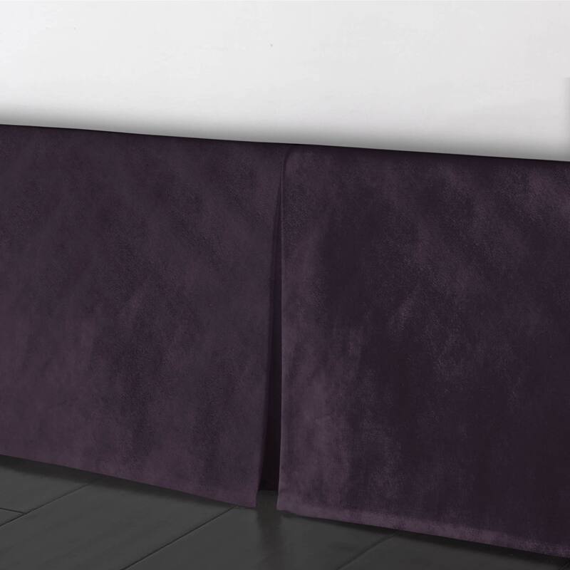 6ix Tailors Cascade Velvet Eggplant Bed Skirt 15" drop