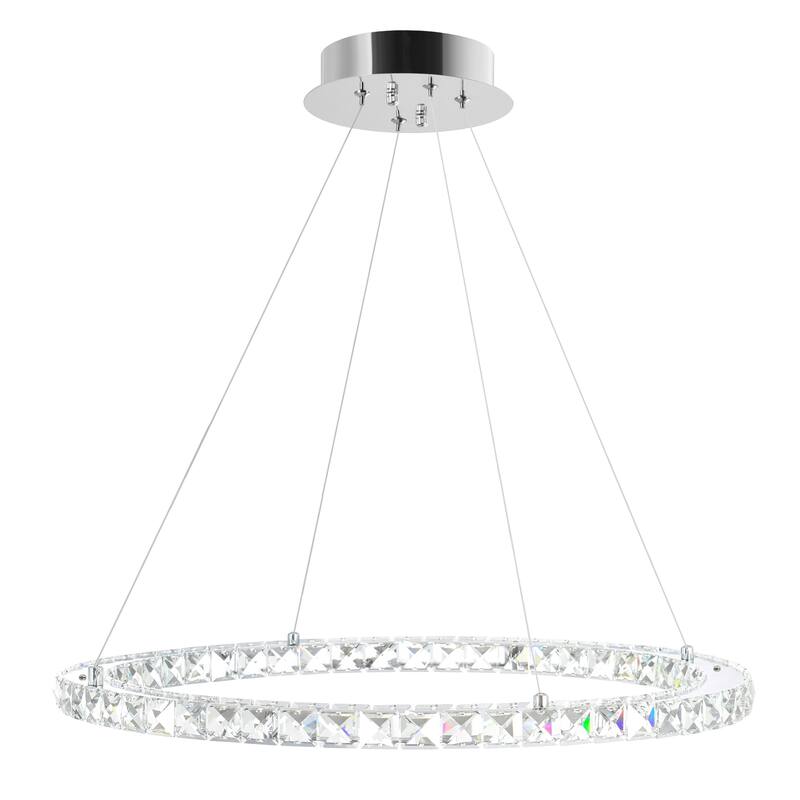 Ring Integrated LED 24in Chrome Chandelier - Stainless Steel