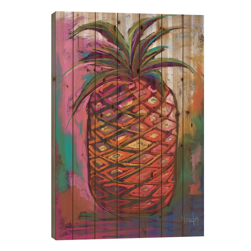 Pineapple Print On Wood by David Hinds - Multi-Color - 40x26x1.5