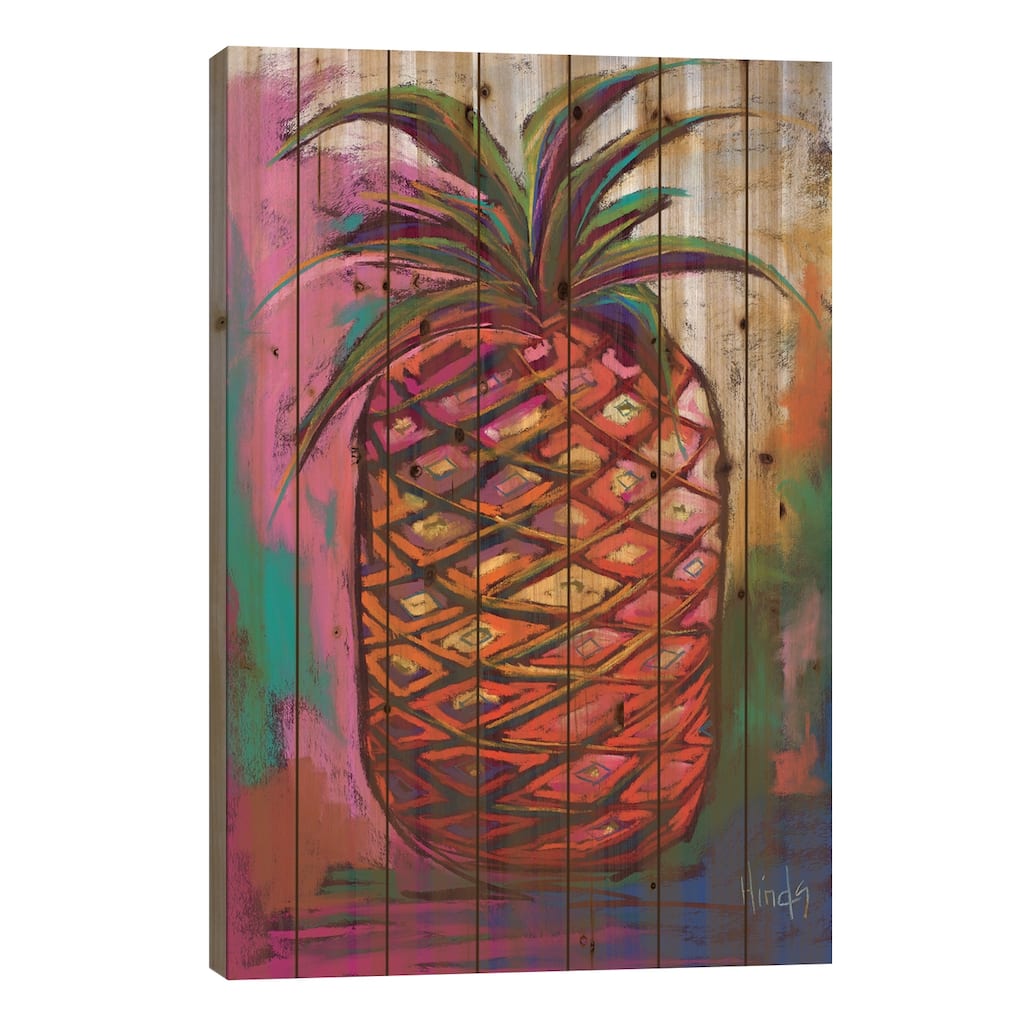 Pineapple Print On Wood by David Hinds - Multi-Color