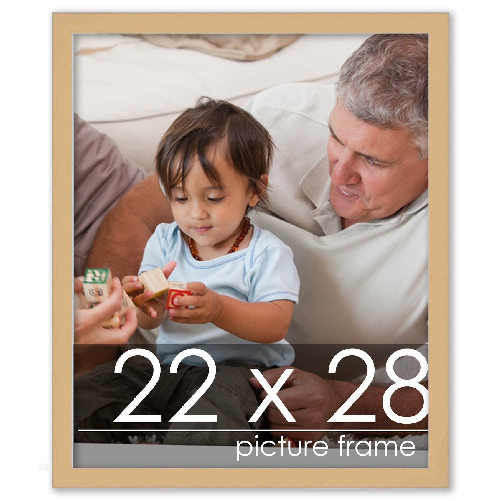 22x28 Traditional Natural Complete Wood Picture Frame with UV