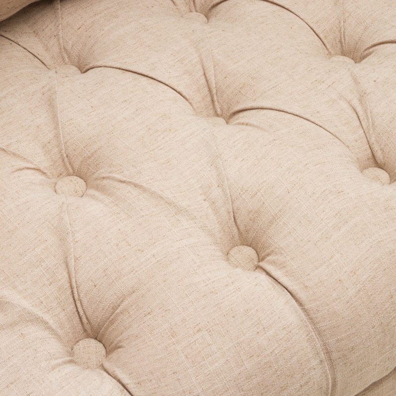 Roomfitters Upholstered Tufted Accent Chair, Classic Armchair with Wooden Legs, Beige