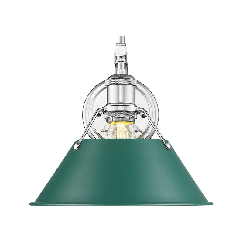 Yep by Golden Lighting Orwell 1-light Wall Sconce in Chrome and Pine Green shade