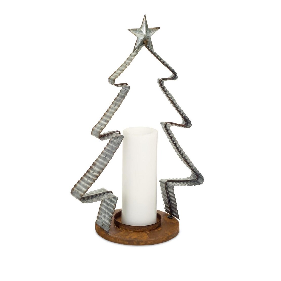 Shop Black Friday Deals On Set Of 2 Grey And Brown Rustic Finish Christmas Tree Inspired Candle Holder 18 5 Overstock 22732217