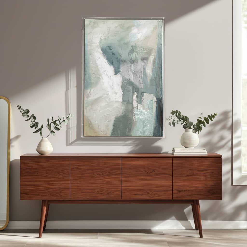 Canvas Wall Art Wood Frame Abstract Textured Tall Design - 60" Multi